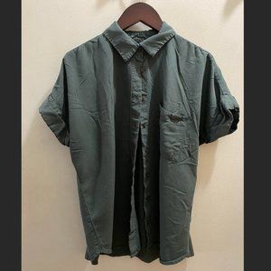 Green short sleeve button up Loft shirt